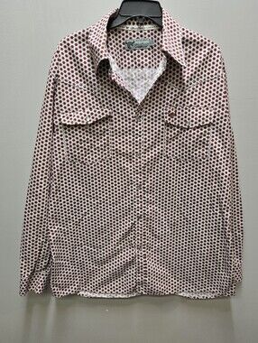 Cowboy Hardware Western Pearl Snap Button Down Shirt Mens Large Red Patterned